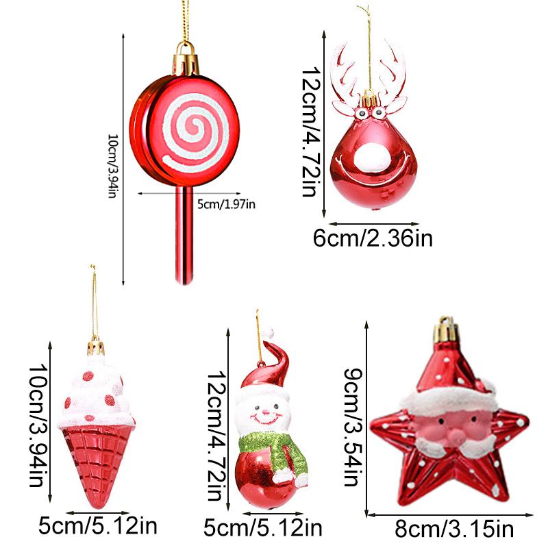 3/6Pcs/Pack Home Decoration New Year Plastic DIY Christmas High Quality Hanging Pendant Lollipop Gifts