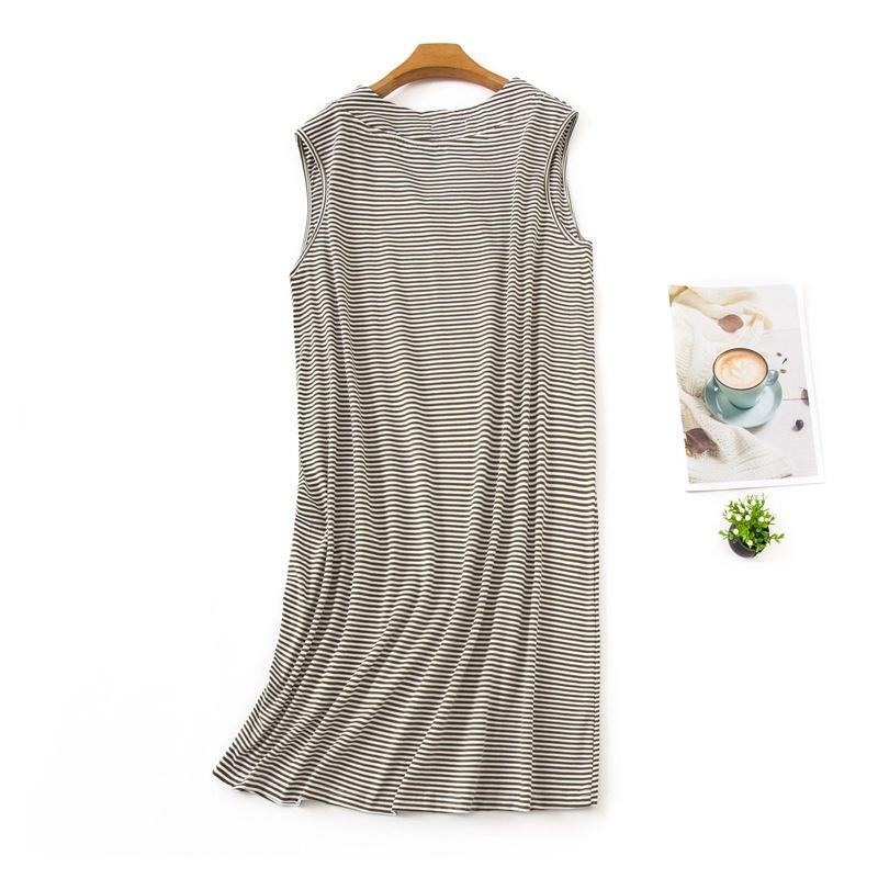 Striped Vest Dress Pajamas Women Cotton Large Size Summer Korean Style Basic Classic Loose Casual Chic Sleeveless Home Wear Trend