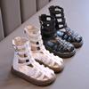 Summer Little Girl Children Sweet Princess Long Sandals High-top Gladiator Platform Shoes Kids Wedding Party Footwear