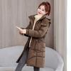 Women Hooded Collar Cotton Parkers Coat Zipper Coat Medium Warm Button Coat Jacket