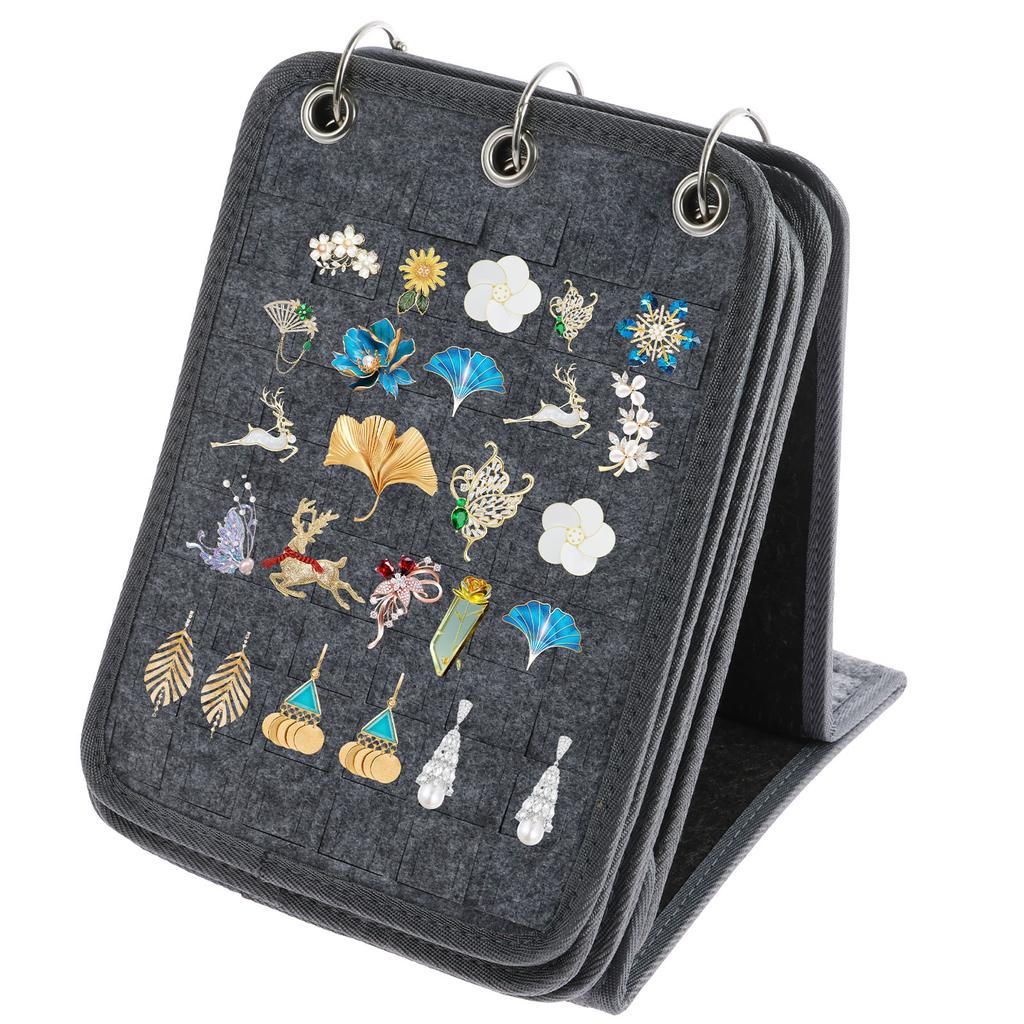 Felt Pin Brooch Display Storage Book Large Capacity Foldable Metal Badge Chest Holder Box Pennant Brooch Board Jewelry Organizer