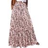 Gonna Lunga da Donna a Balze con Stampa Floreale, Vita Alta Elastica e Coulisse