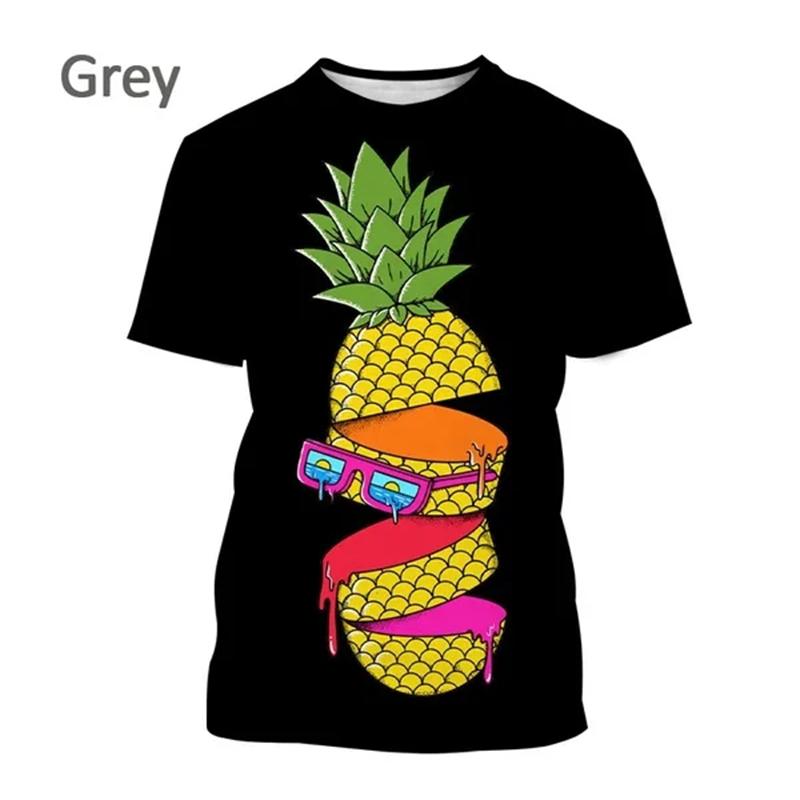 Summer New Pineapple Pattern 3D Printing Short-sleeved Breathable T Shirt Men's Women's Tropical Fruit Graphic Streetwear Tops