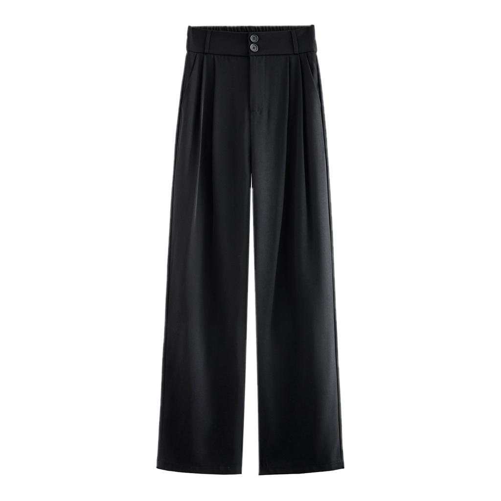 Black suit pants women's autumn and winter 2025 new high-end drape fat mm large size pear figure straight wide-leg pants