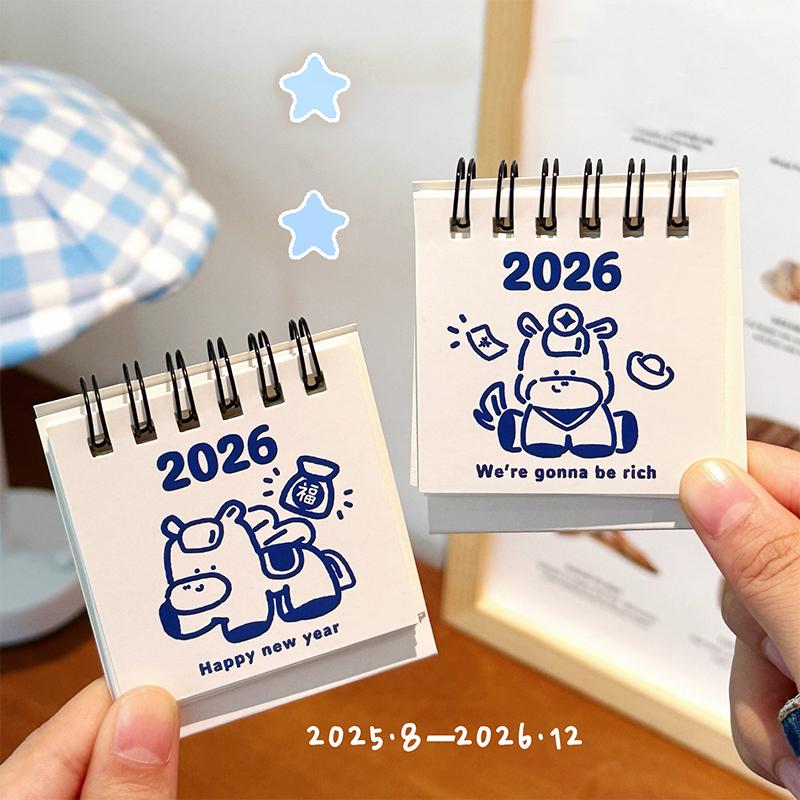 2026 Horse Year Mini Desk Calendar Cartoon Portable Coil Monthly Calendar Planner Office And Home Decor New Year'S Present