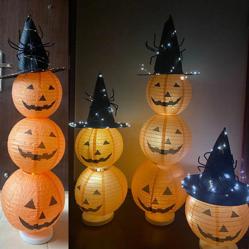 Halloween Pumpkin Lantern Jack O Hanging Paper Lanterns  for Halloween Spooky Home Outdoor Indoor Party Decoration