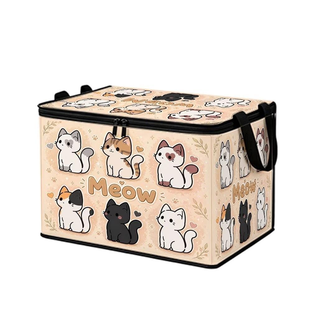With Lid Foldable Clothes Organizer Large Capacity Cat Pattern Wardrobe Basket Clothing Storage
