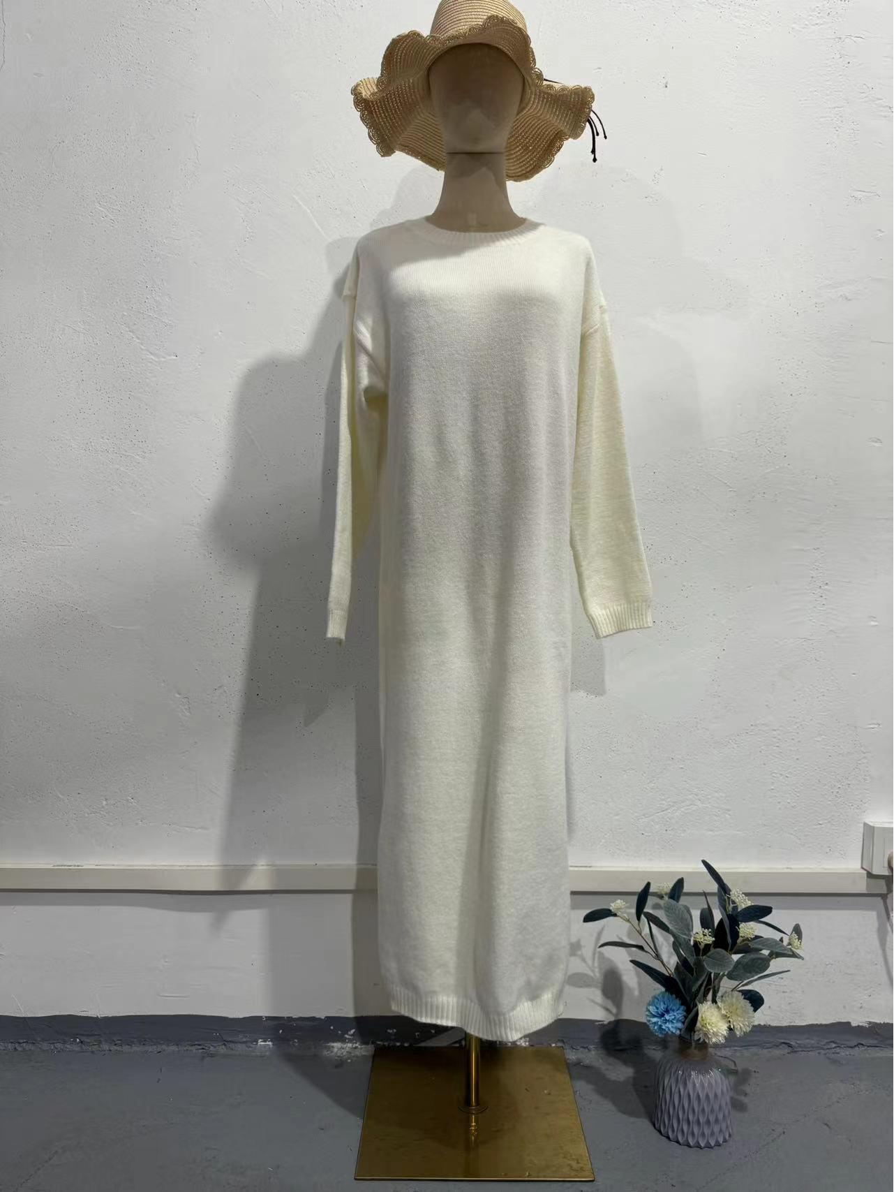 

Европейско-американский корейский стиль осень/зима 2024 вязаное платье свободного кроя с круглым вырезом и длинным рукавом XXL