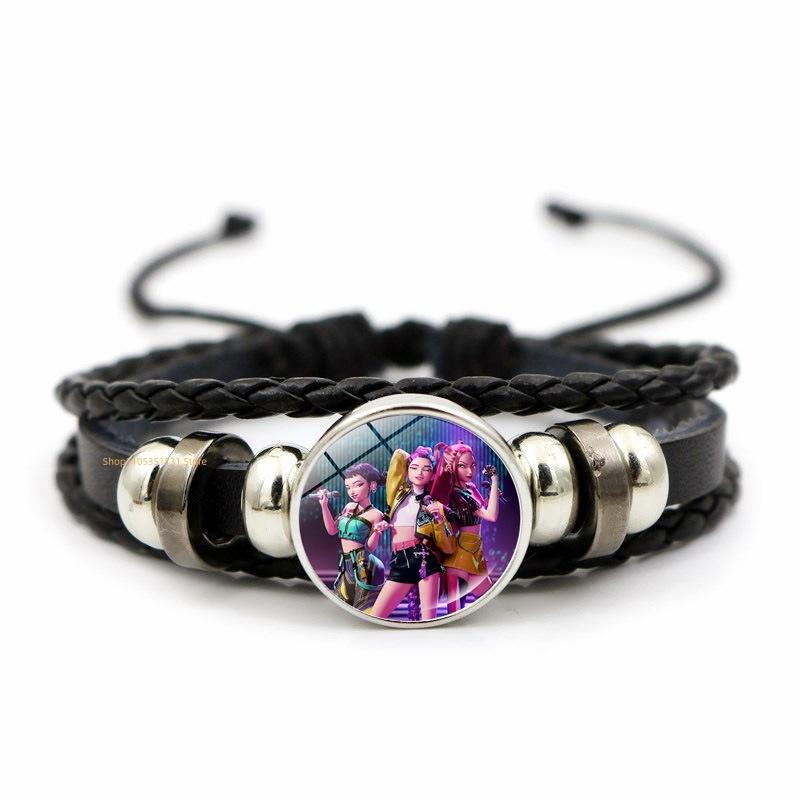 Anime Hand Bracelet Braided Leather Adjustable Wristband Cute Cosplay Accessories Birthday Gift for Kids Girls Fans 3 colors