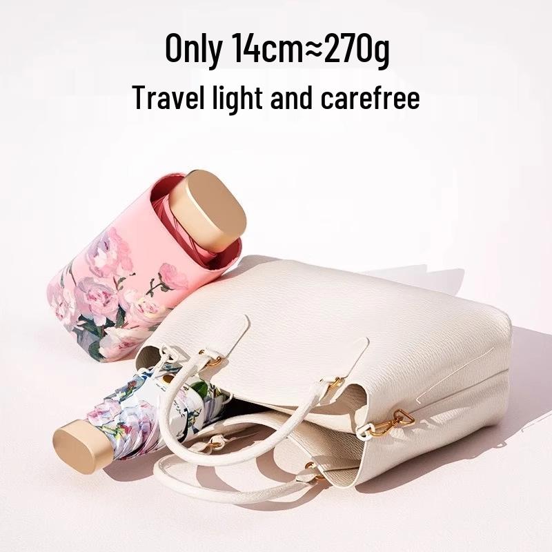 Mini Portable Sun & Rain Umbrella: Anti-UV Black Glue Parasol for Women