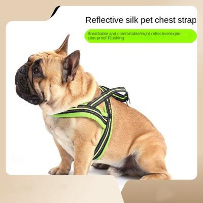 2023 New Breathable Comfortable Pet Harness Medium and Large Dog Harness Reflective Silk Material Dog Hand Holding
