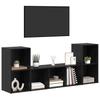 Wall Mounted TV Cabinet Set 3 pcs Black Particleboard