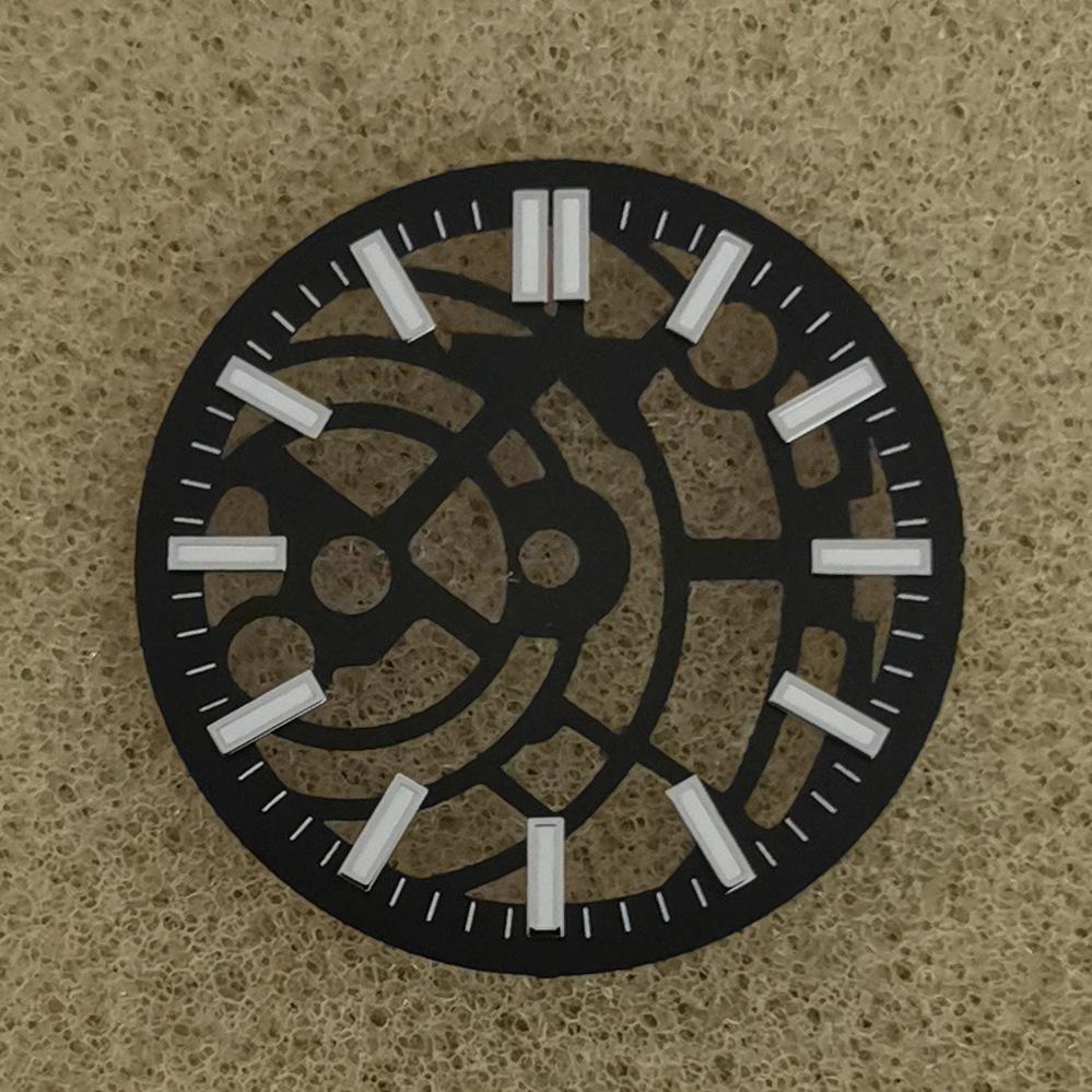 Black White 28.5mm Watch Dial for NH70/NH72 Movement Skeleton Hollow Dial For Diver Watch Accessories Parts luminous accessory