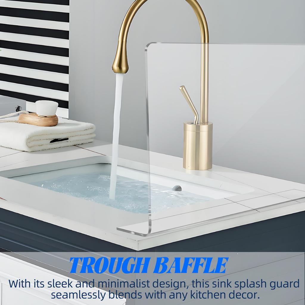Heightened 21cm Acrylic Sink Baffle Splash Guard Waterproof Splatter Non Slip Water Dam For Washing Dishes Kitchen Bathroom