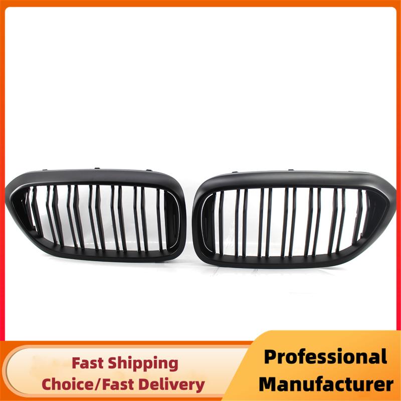 Car Front Bumper Racing Grille For BMW 5 Series G30 G31 520i 530i 540i M5 2017-2020 Double Slat Kidney Grill Glossy Black Grille