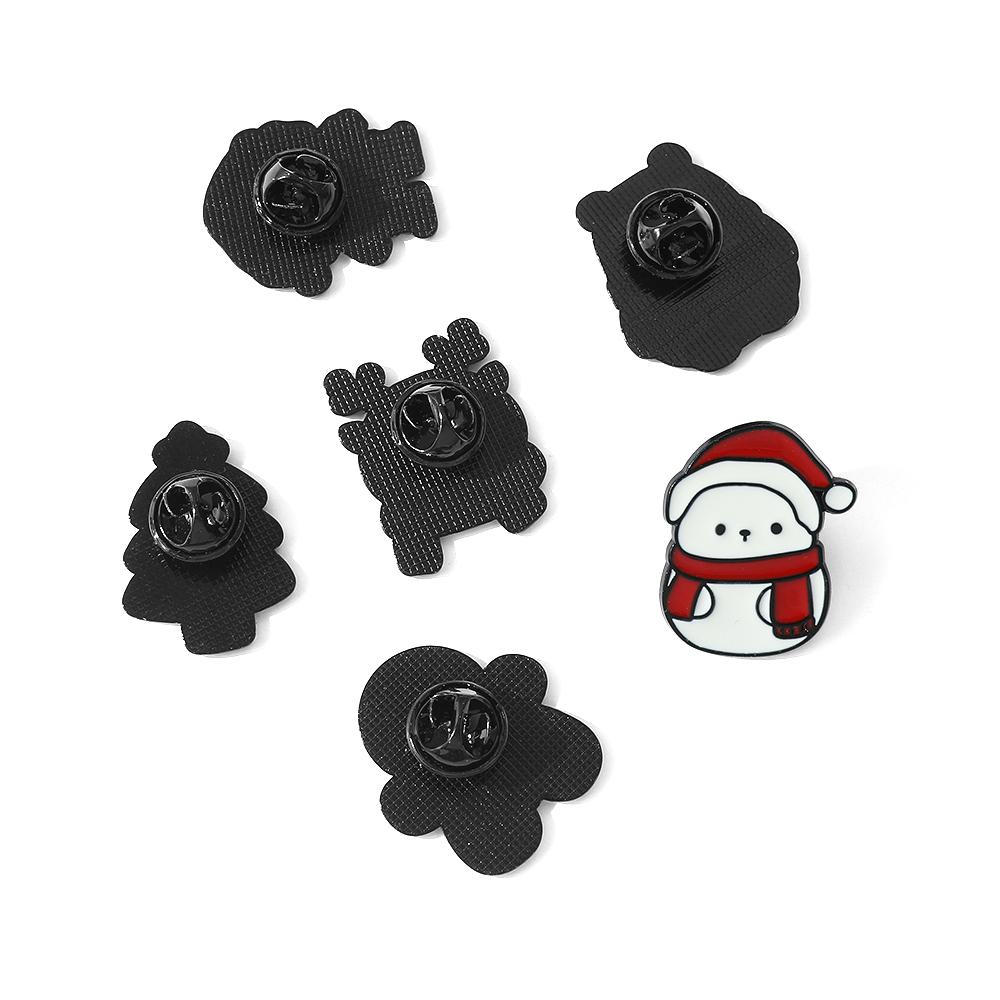 6 Pcs Christmas Series Brooch Cute Santa Claus Elk Christmas Tree Enamel Pin Metal Badge Backpack Clothing Jewelry Holiday Gift