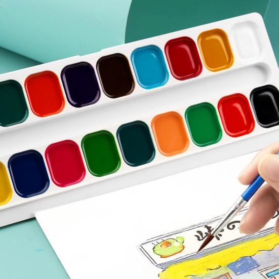 Boxed Watercolor Paint Set Water Soluble Pigments Set with Brush Portable Watercolor Palette