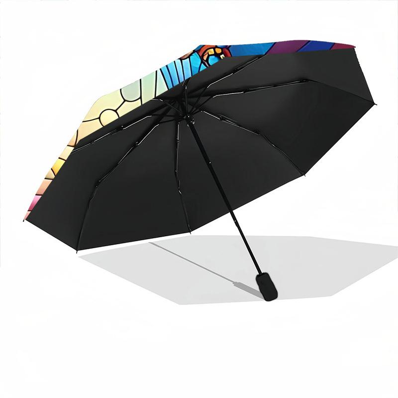 1pc Stained Glass Balloon Automatic Open/Close Umbrella, Windproof, Folding Compact Umbrella with Lightweight Design for Women/Men116