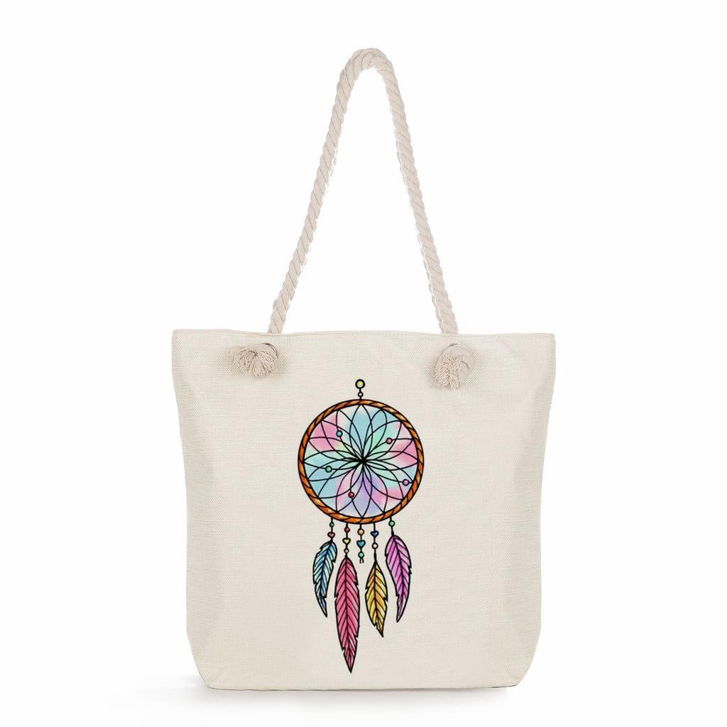 Dreamcatcher print thick rope single-shoulder beach bag 7309 KTB