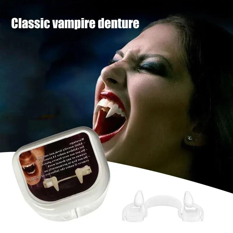 Vampire Teeth Dentures Fangs Classic PP Halloween Party Cosplay Prop Halloween Costume Party Favors