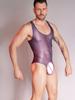 Sexy Men Unisex High Cut Bodysuit Oil Glossy Shiny Lingerie Sheer See Through Bandage Smooth Tights Elastic Shaping Leotard