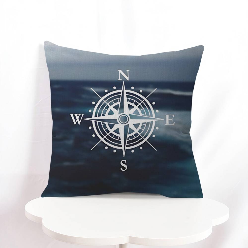 N-Nautical C-Compass Logo Cushion Cover Decorative Pillow Sofa Home Decor Case Pillow Cases