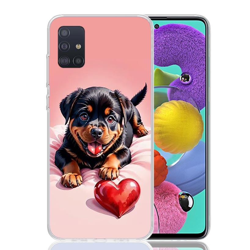Lovely Puppy Heart Dogs Phone Case For Samsung Galaxy A52 A32 A22 A12 A02S A50S A30S A51 A31 AA71 Note 20 Ultra 10 S10 Plus Gala