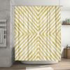 Gold Chevron Shower Curtain Waterproof Bathroom Decor Customizable Size Water Repellent Striped Fabric Shower curtain Set
