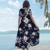 Women's Casual Loose Bohemian Floral Print Short Sleeve Dress