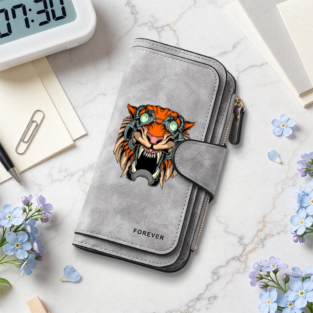 Cyber Tiger Pattern Long Wallet Forever Style Fashion Purse for Daily Use