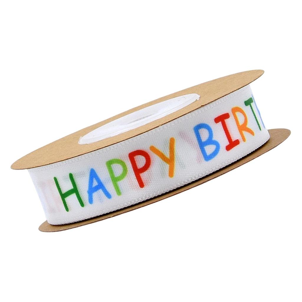 Happy Birthday Printed Ribbon Multicolor Letter Roll Gift Wrapping for Party Festival Decor