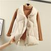 Damen Winterweste Reverskragen Reißverschluss Westenjacke mit Taschen Baumwollwattiert Warmer Ärmelloser Mantel für Outdoor-Weste
