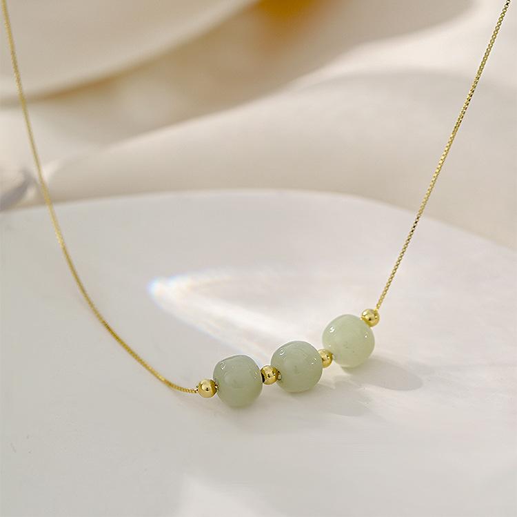 Hetian Jade Necklace New Light Luxury Niche Design Clavicle Chain Simple Summer