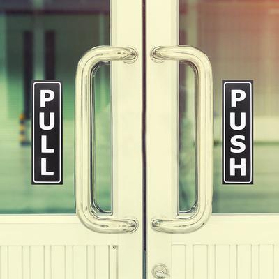 Sliding Door Logo Sticker Wear-resistant Stickers PVC Sign Pull Push Removable Distinguish Creative Hollowed