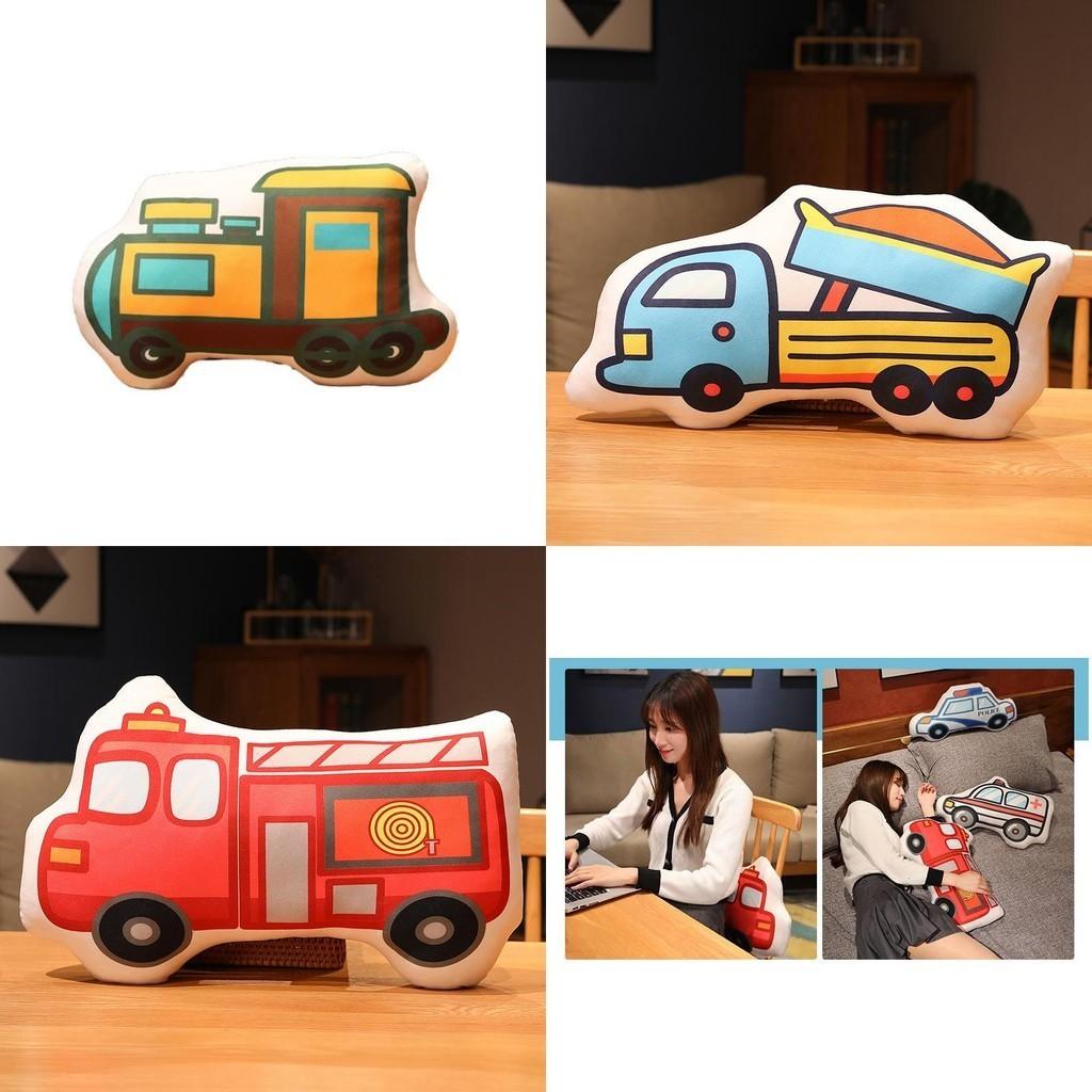 Roztomilý kreslený polštářek ve tvaru auta plyšová hračka pro děti Včetně hasičských aut a policejních aut