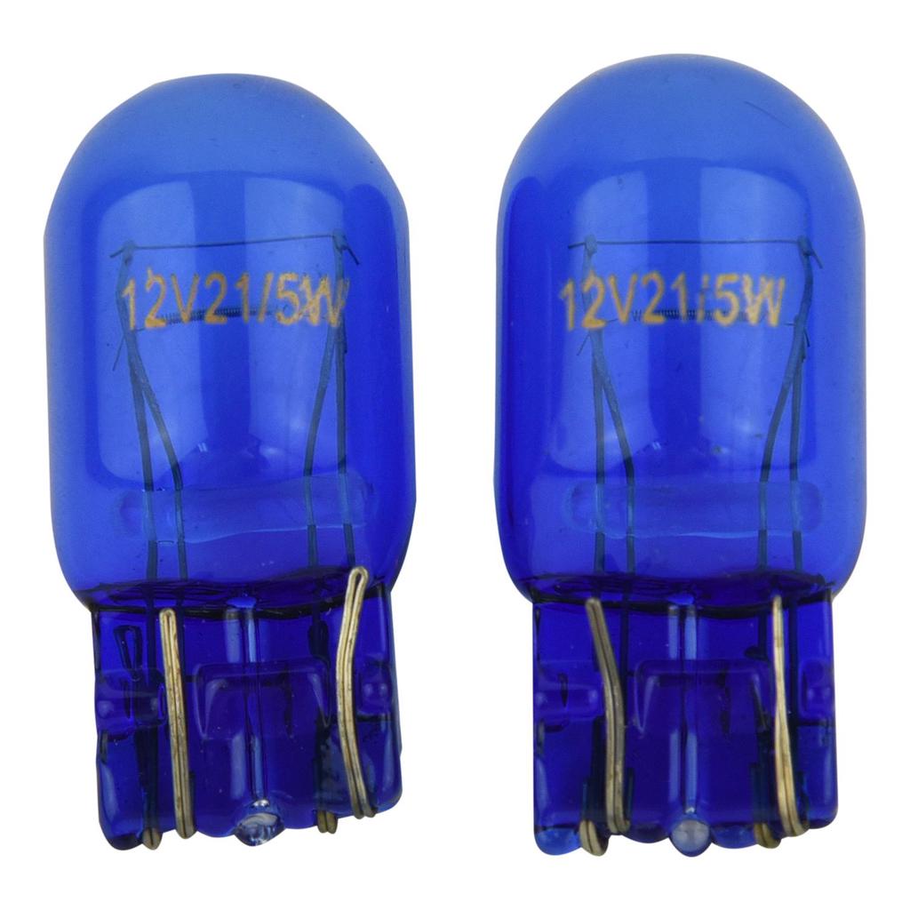2x DRL W21//5W T20 580 7443 Sidelight Blue Glass Bulbs Dual Filament Xenon 5000k