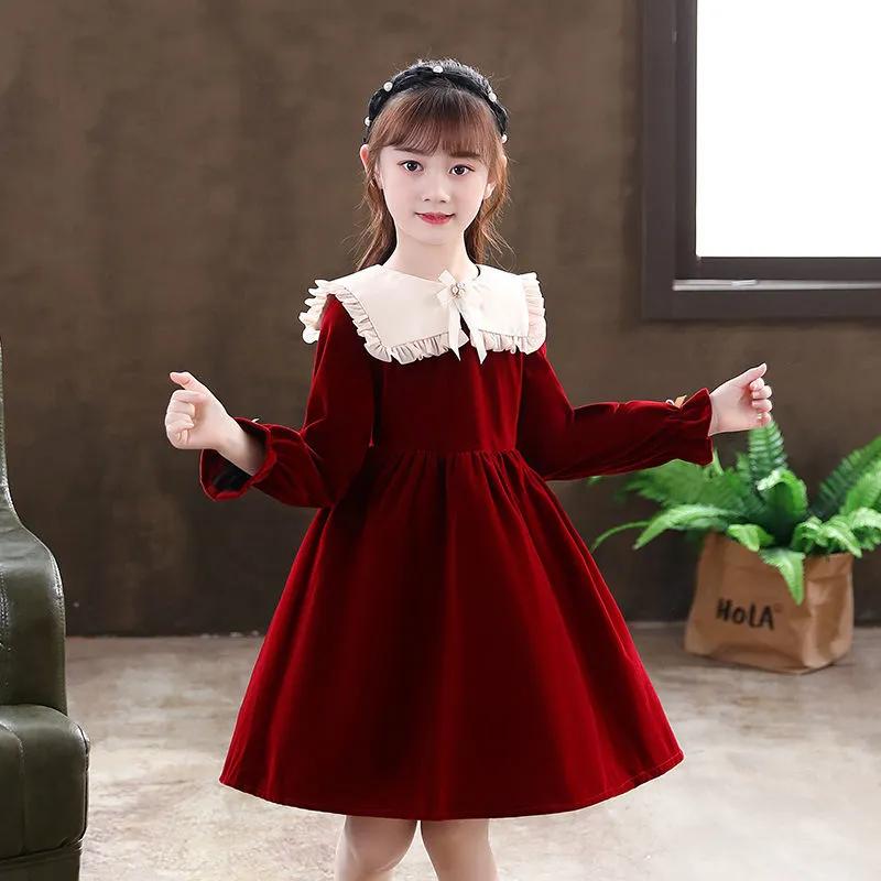 Spring and Autumn Long-Sleeve Princess Dress for Girls – Fashionable Mid-Length Skirt
