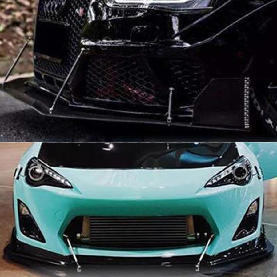 20cm Universal Car Splitter Rods Racing Adjustable Stainless Steel Front Bumper Lip Support Tie Bar Kit Saving Drilling Hole