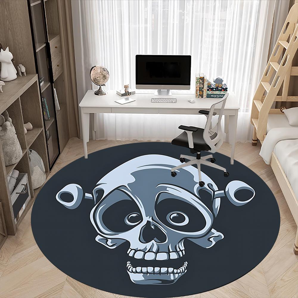 1pc Skull Jester Office Round Area Rug, Indoor Mat Suitable ForOffice, Under Office Chairs Bedroom Living Room Home Decor, Room Deco Q040