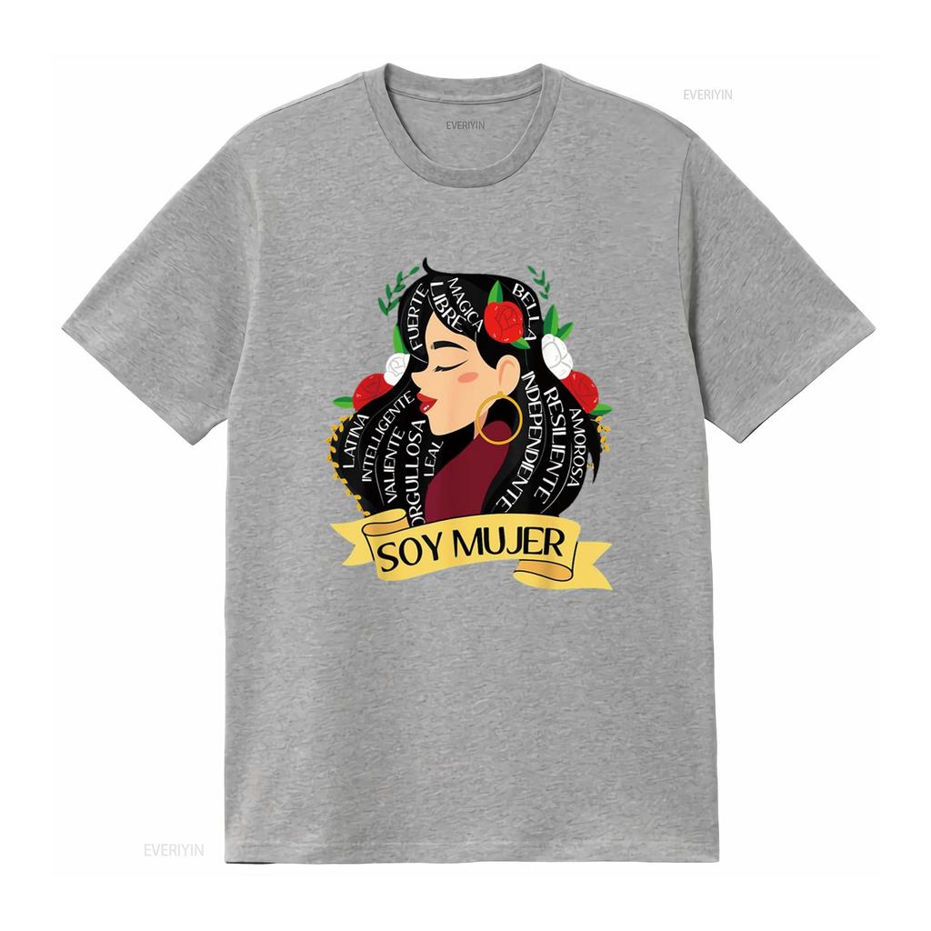 Soy Mujer Latina Fuerte Independiente Chingona T Shirt Black X Large vintage Washed Casual Slightly streetwear Versatile homme