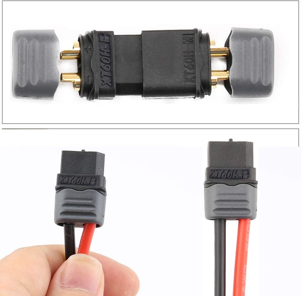 5Pairs XT60H Male Female Connectors (5 Pairs XT60H Plugs + 5 Pairs XT60H Covers) – Black