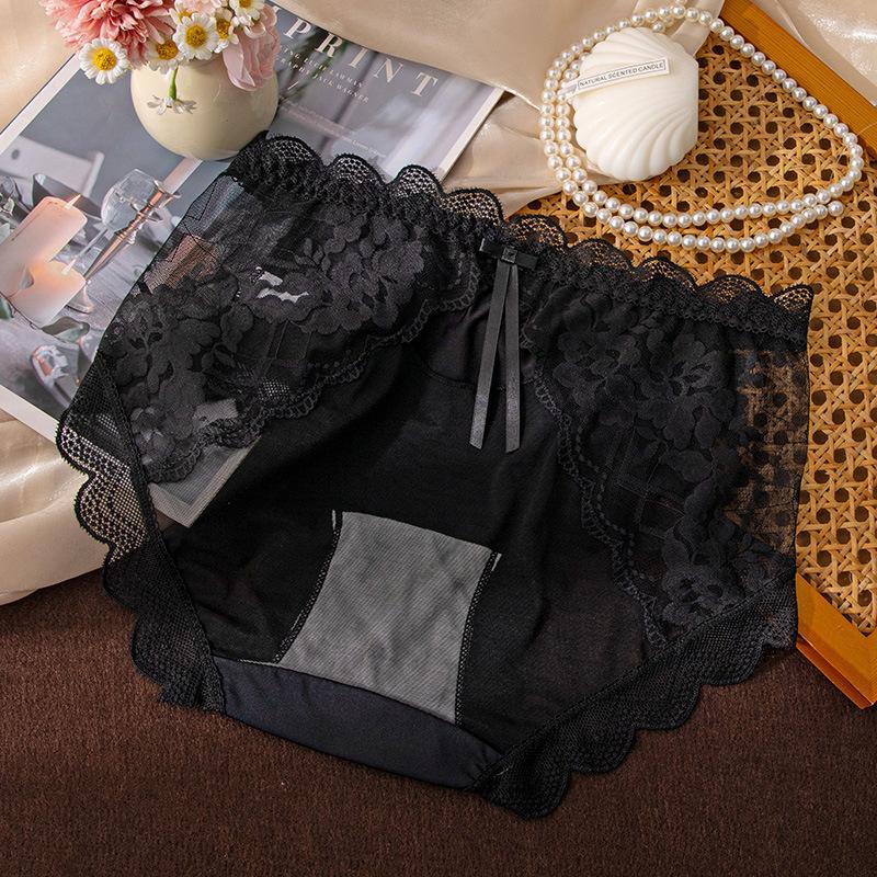 Big Size Ladies Summer New Style Pure To Hollow Lace Pure Cotton Crotch Breathable Waist Triangle Briefs