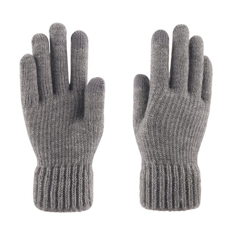 Men's Thick Knitted Wool Touchscreen Cycling Gloves - Warm, Cold-Proof, Plus Velvet for Winter Outdoor Use