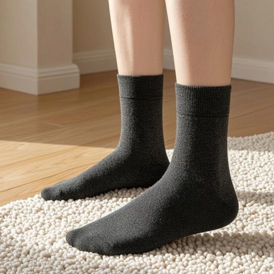 Winter Warm Dress Socks Men Crew Socks, Solid Color Casual Soft Non Binding Breathable Sweat Wicking Mid-calf for Autumn And Daily Wear Business
