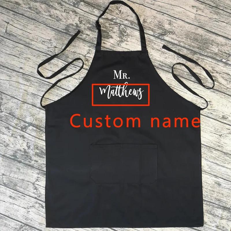 Персонализированный Фартук для пары Мистер Миссис жених невеста Свадьба Помолвка Молодожены Девичник Юбилей Рождественский подарок Custom name