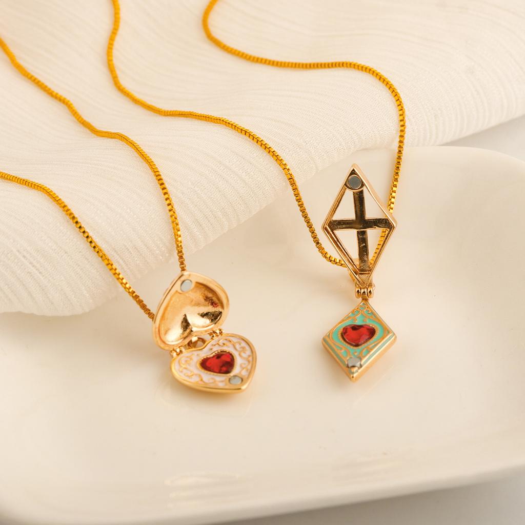 Anime Sugar Sugar Rune Collecting Heart Pendant Necklace Openable Pendant for Cosplay Props Fans Jewelry Gift