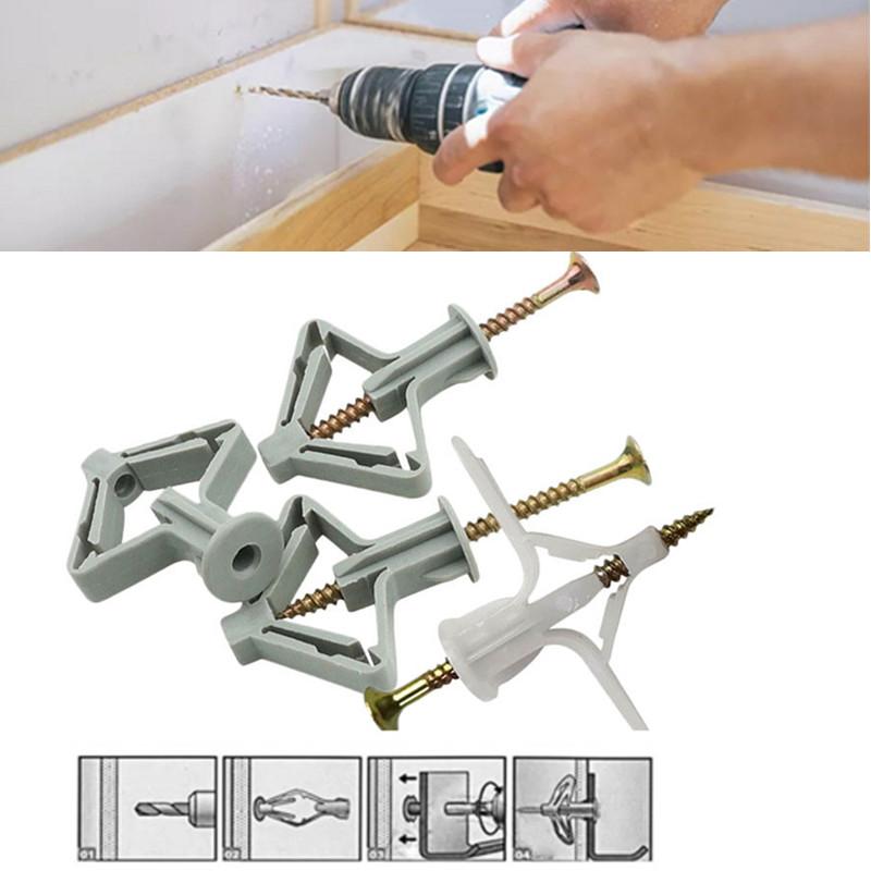100pcs Nylon Butterfly / Aeroplane Wall Plug for Hollow Partition Wall Ceiling Plaster Screw Plug Fastener Anchor Bolt Dry Wall