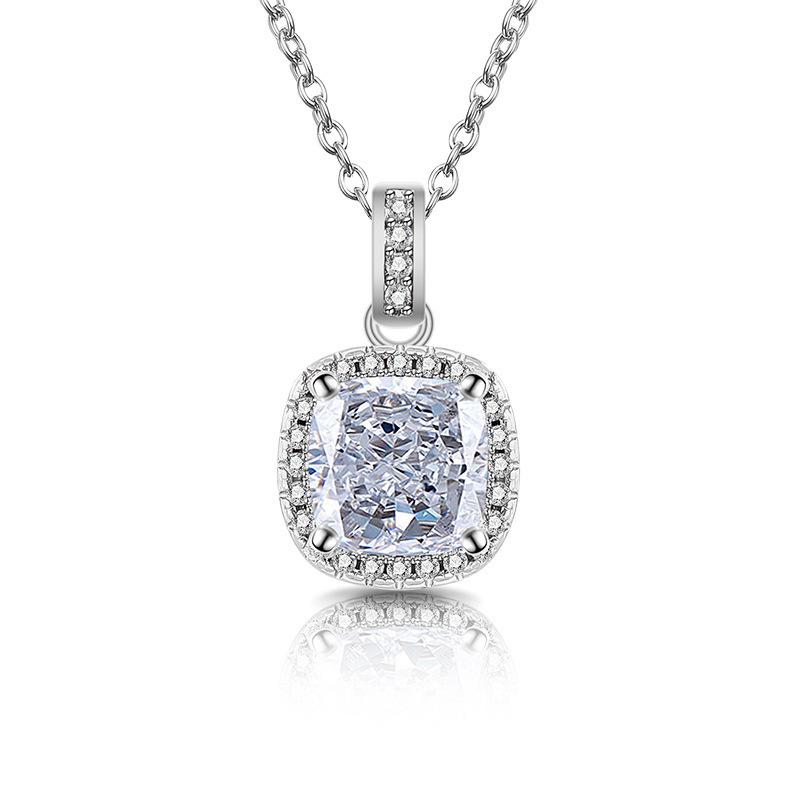 Ice Flower Cut Fat Square Princess Square Bag Zircon Pendant 925 Sterling Silver Ladies Elegant Necklace Birthday JewelryGood Product