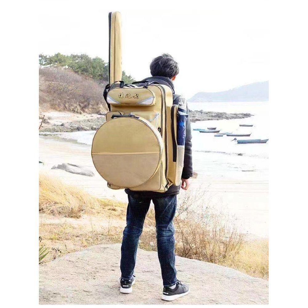 Hand Woven Handle Fishing Rod Case Storage Two Way Zipper Fishing Gear Bag Storage Umbrella