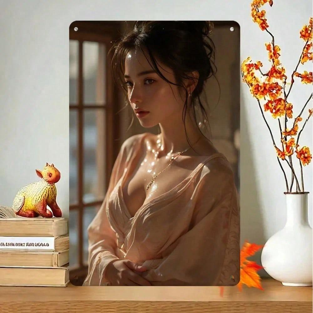 Vintage Retro Woman Face Metal Tin Sign 2D Aluminum Wall Art Home Cafe Bar Pub Man Cave Decor